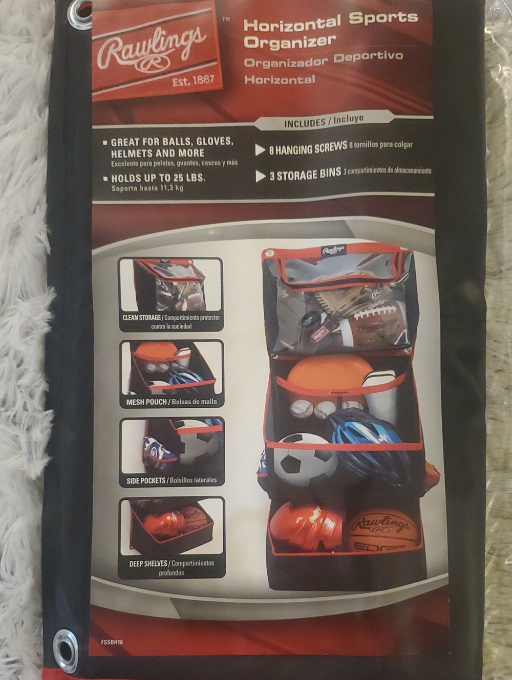 Rawlings Red and Black Hanging Sports Organizer